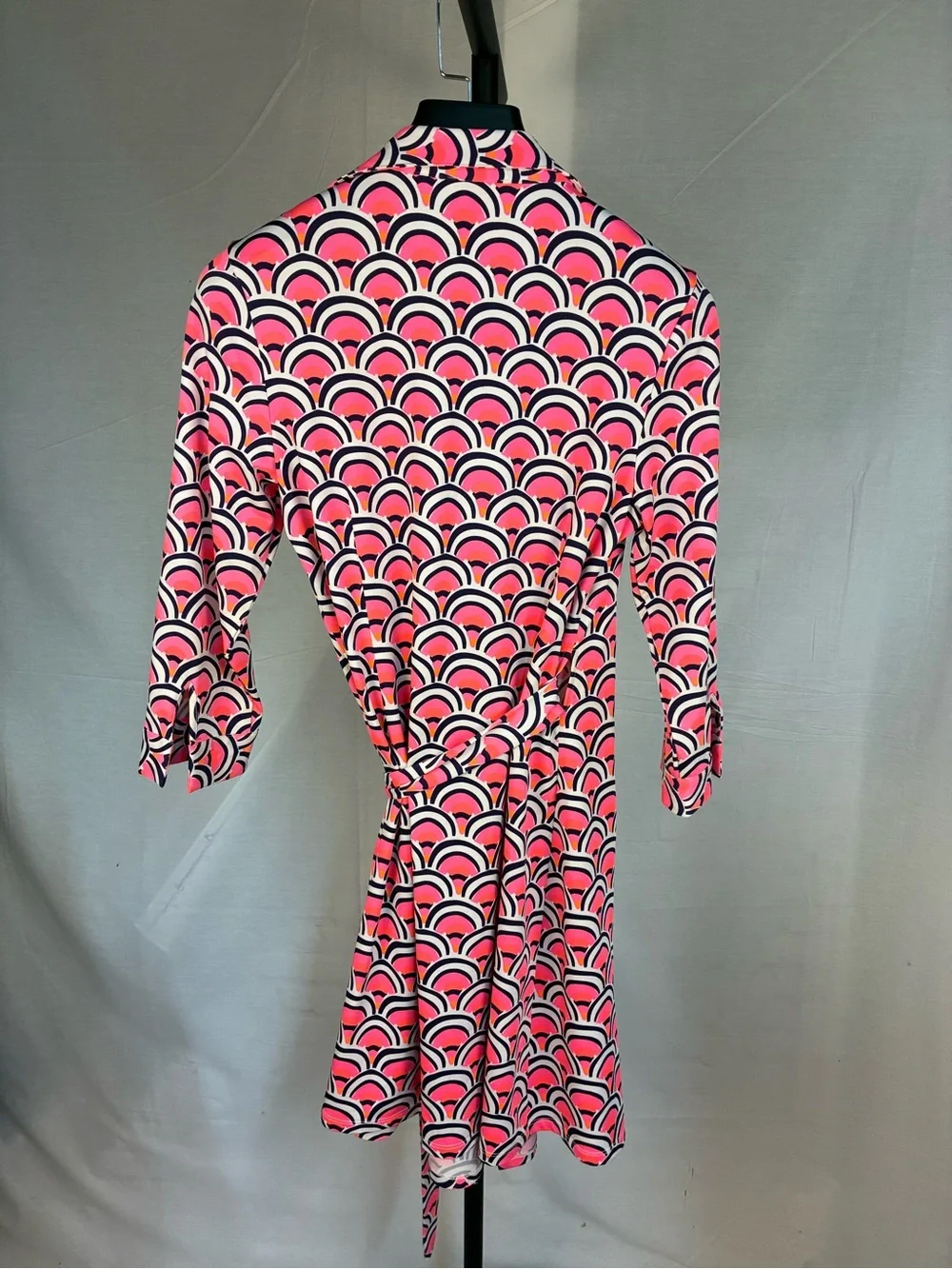 Julie Brown NY Geometric Print Pink Wrap Dress M